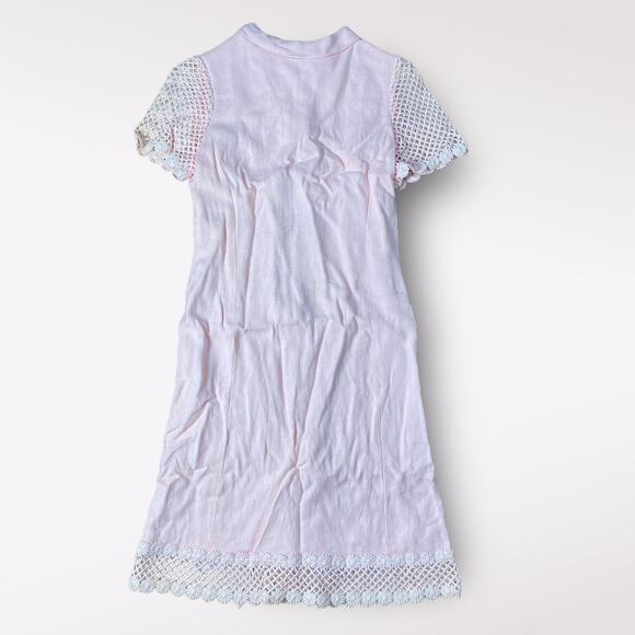 Henry-Lee Vintage 1940s‎ Pale Pink Crochet lace sleeves and hem Dress Size S - Picture 1 of 11